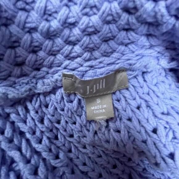 J. Jill Womens Open Knit Cardigan Sweater Small Pockets Lavender Button-Front - Picture 5 of 9